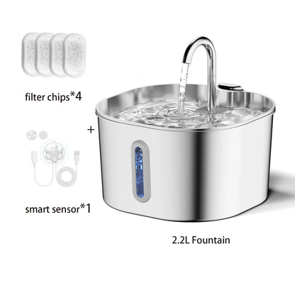 Pawlio Stainless Steel 2.2L Dog or Cat Water Fountain