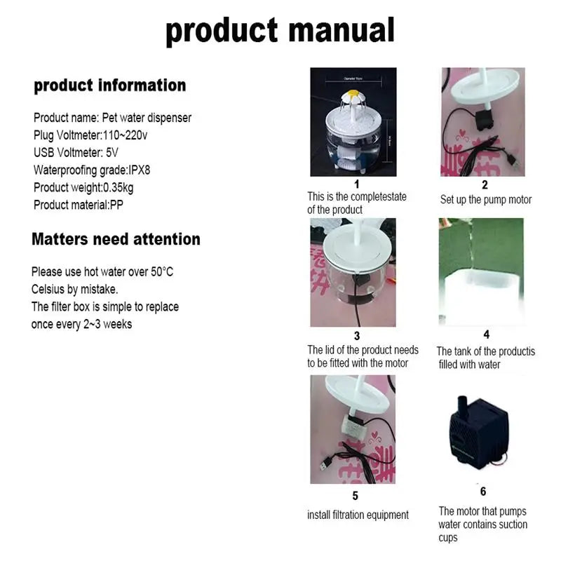 Pawlio 1.2L Quiet Cat Water Fountain