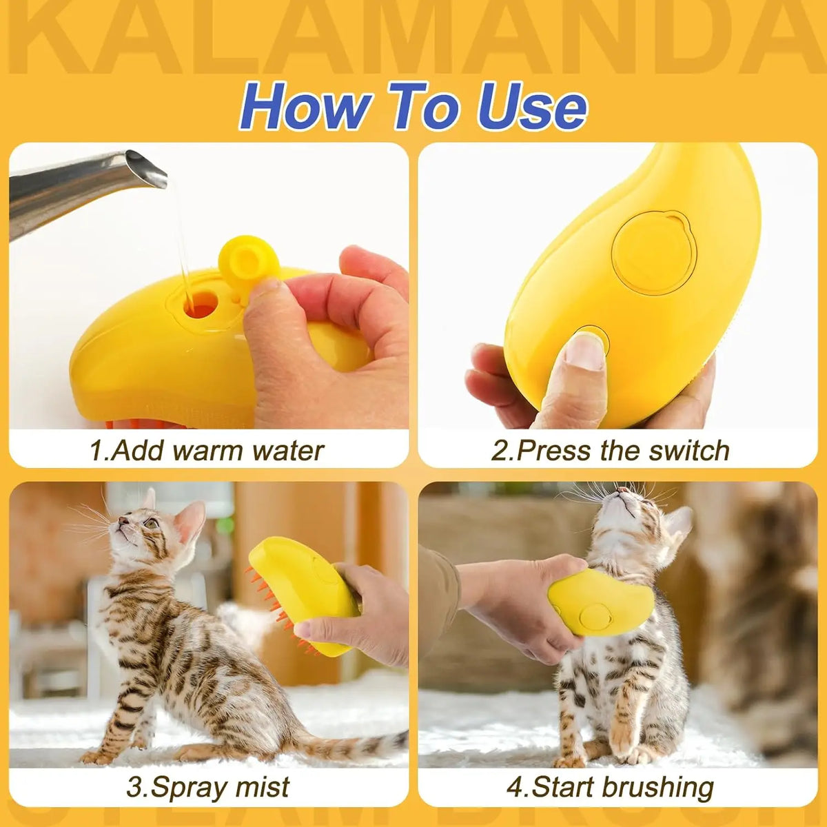 Pawlio 3-in-1 Steam Grooming Brush