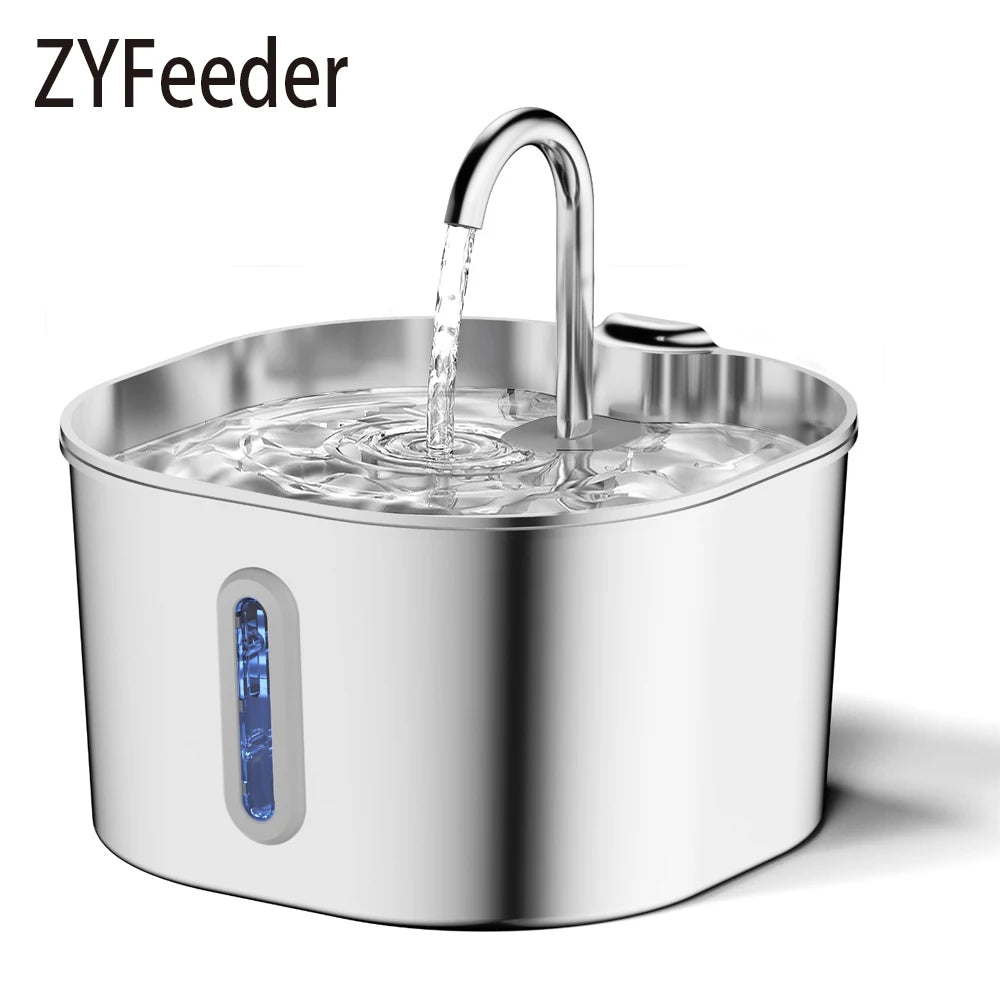 Pawlio Stainless Steel 2.2L Dog or Cat Water Fountain